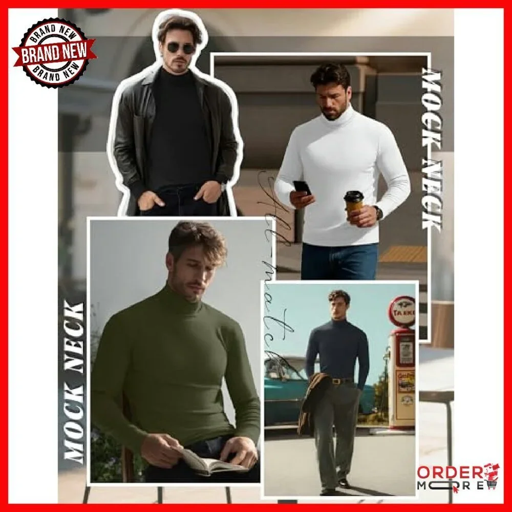 Big & Tall Turtleneck Shirts 6-Pack Long Sleeve Loose Fit Multipack